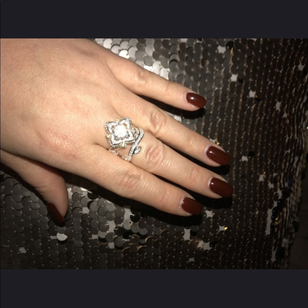 5.4 Ct. AAA Platinum Engagement Ring & Band - Picture 6 of 8